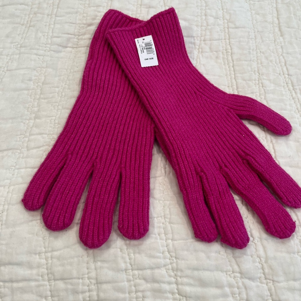 GAP Vibrant Pink Knit Gloves‎ OS NWT
